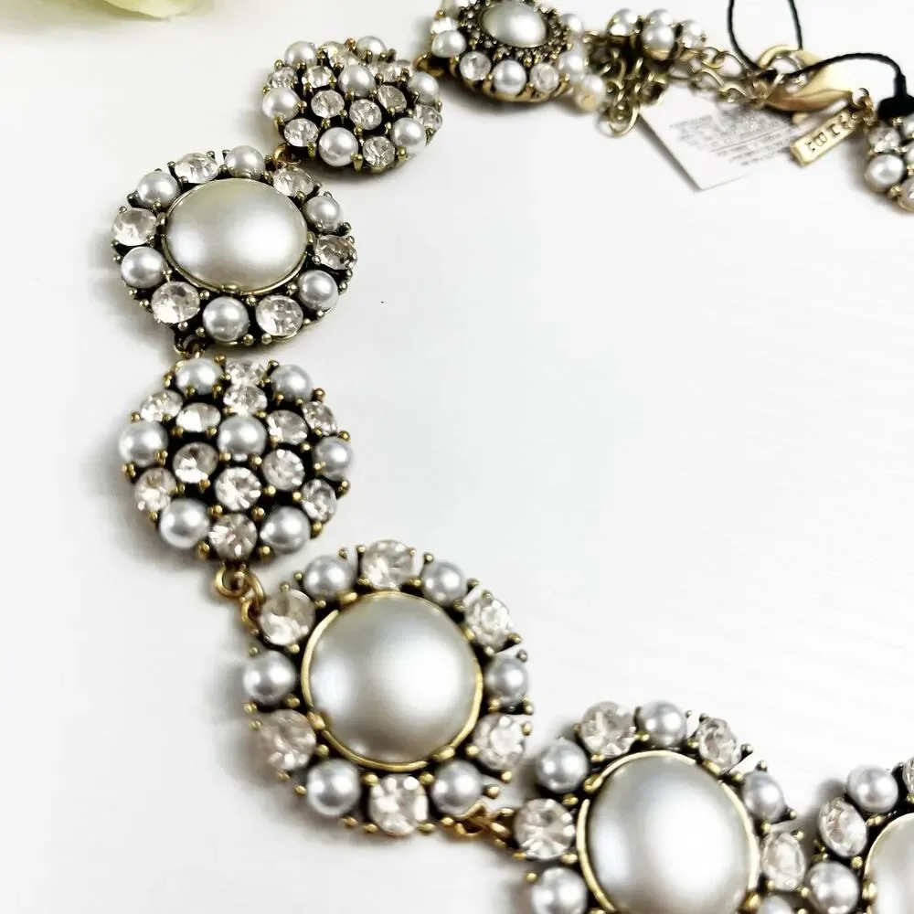 NEW White House Black Market Faux Pearl & Rhinestone Statement Necklace